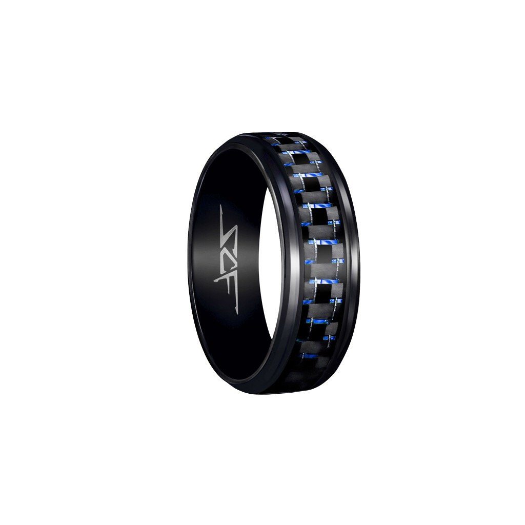 Blue Lace Carbon Fiber Ring | Black | Slate Series - H&A Outlet