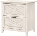 Bush Furniture Key West 2 Drawer Lateral File Cabinet in Linen White Oak | Document Storage for Home Office | Accent Chest with Drawers - H&A Outlet
