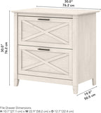 Bush Furniture Key West 2 Drawer Lateral File Cabinet in Linen White Oak | Document Storage for Home Office | Accent Chest with Drawers - H&A Outlet
