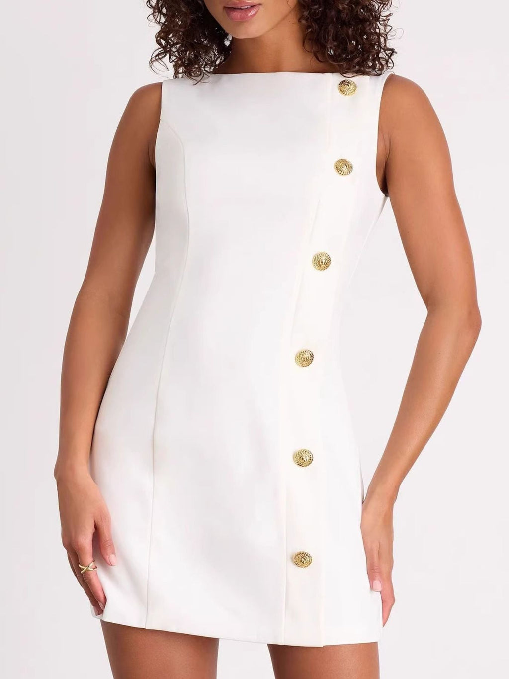 Button Decor Sleeveless Mini Dress - H&A Outlet