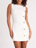 Button Decor Sleeveless Mini Dress - H&A Outlet