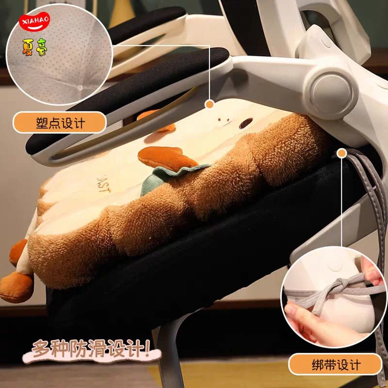 Comfy Cartoon Toast - Shaped Seat & Back Cushion – Washable - H&A Outlet