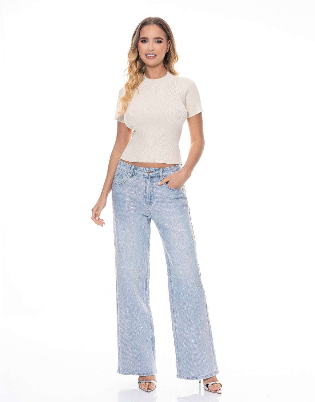Denim Rhinestone Pants - H&A Outlet