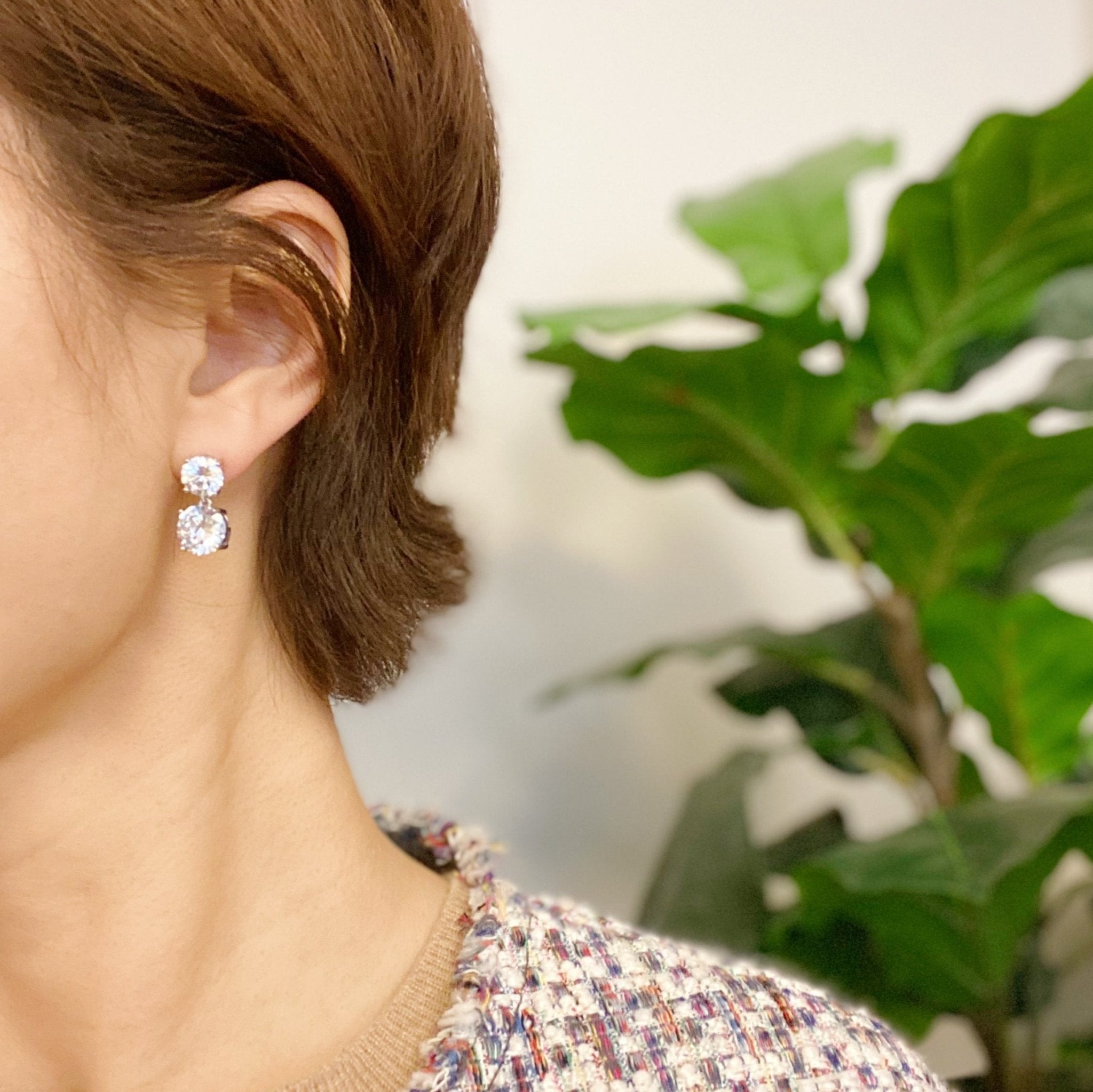 Double Diamond Dangle Earrings - H&A Outlet