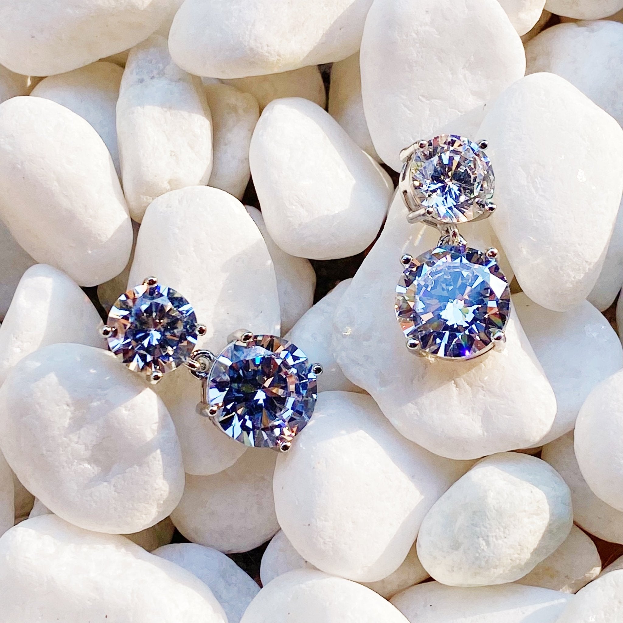 Double Diamond Dangle Earrings - H&A Outlet