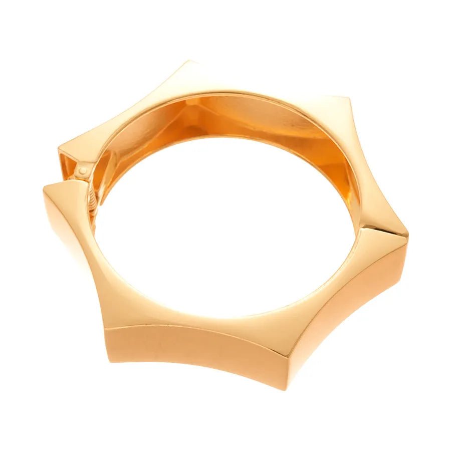 Elegant Hexagonal Cut Wood Bracelet Fashionable European Style Double Ring Alloy Hand Jewelry Trendy Accessory For Women - H&A Outlet