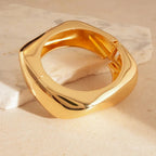 Elegant Hexagonal Cut Wood Bracelet Fashionable European Style Double Ring Alloy Hand Jewelry Trendy Accessory For Women - H&A Outlet