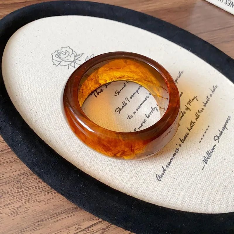 Elegant Hexagonal Cut Wood Bracelet Fashionable European Style Double Ring Alloy Hand Jewelry Trendy Accessory For Women - H&A Outlet