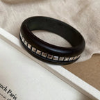 Elegant Hexagonal Cut Wood Bracelet Fashionable European Style Double Ring Alloy Hand Jewelry Trendy Accessory For Women - H&A Outlet