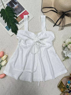 Eyelet Embroidered Drawstring Cami Top - H&A Outlet
