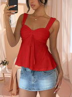 Eyelet Embroidered Drawstring Cami Top - H&A Outlet