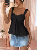 Eyelet Embroidered Drawstring Cami Top - H&A Outlet