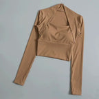 Fitness Chest Cushion Sports Top Women Long Sleeve Shirt - H&A Outlet