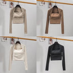 Fitness Chest Cushion Sports Top Women Long Sleeve Shirt - H&A Outlet