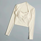 Fitness Chest Cushion Sports Top Women Long Sleeve Shirt - H&A Outlet