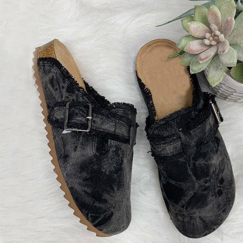 Flat Heel Round Toe Canvas Loafer Women's Vintage Clogs - H&A Outlet