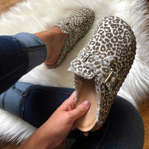 Flat Heel Round Toe Canvas Loafer Women's Vintage Clogs - H&A Outlet