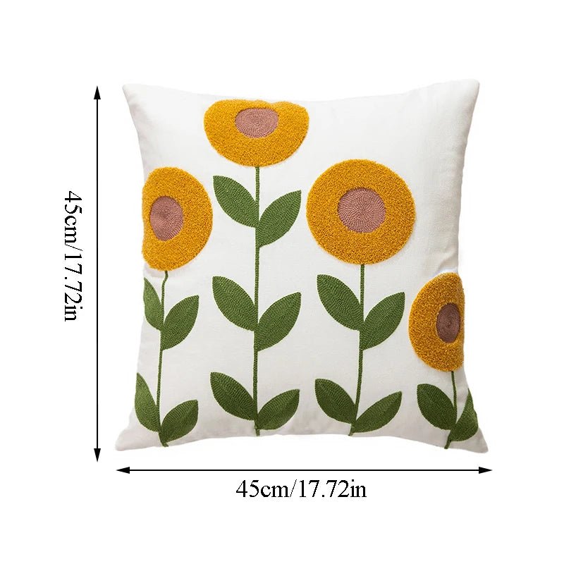 Flower Embroidery Throw Pillow Cover - H&A Outlet