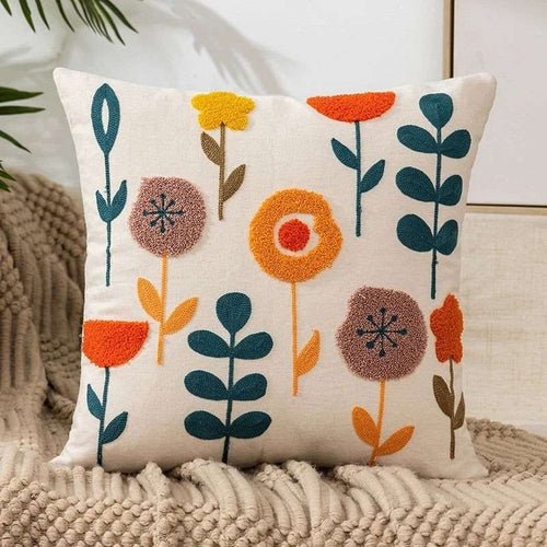 Flower Embroidery Throw Pillow Cover - H&A Outlet