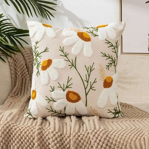 Flower Embroidery Throw Pillow Cover - H&A Outlet