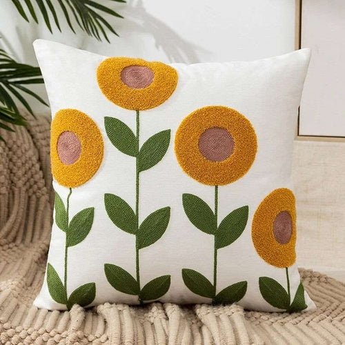 Flower Embroidery Throw Pillow Cover - H&A Outlet