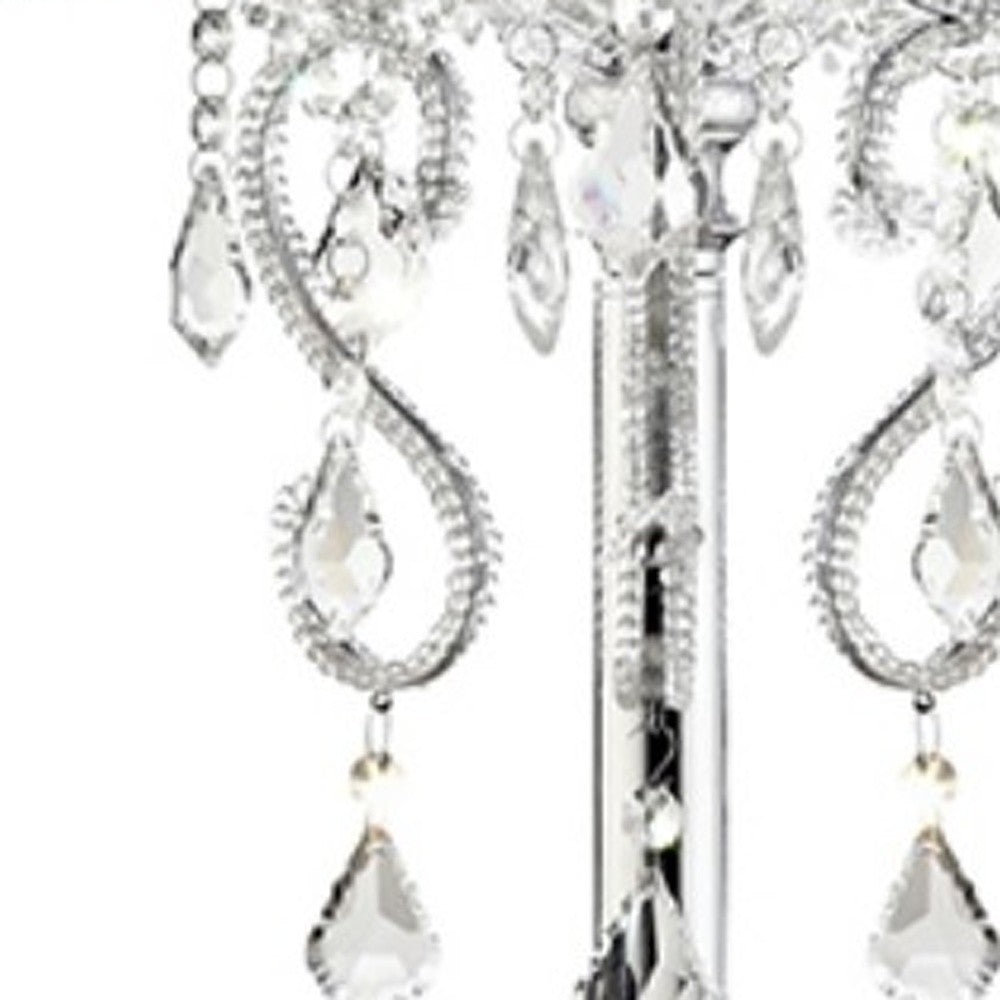 Glam Silver Faux Crystal Accent Table Lamp with See Thru Shade - H&A Outlet