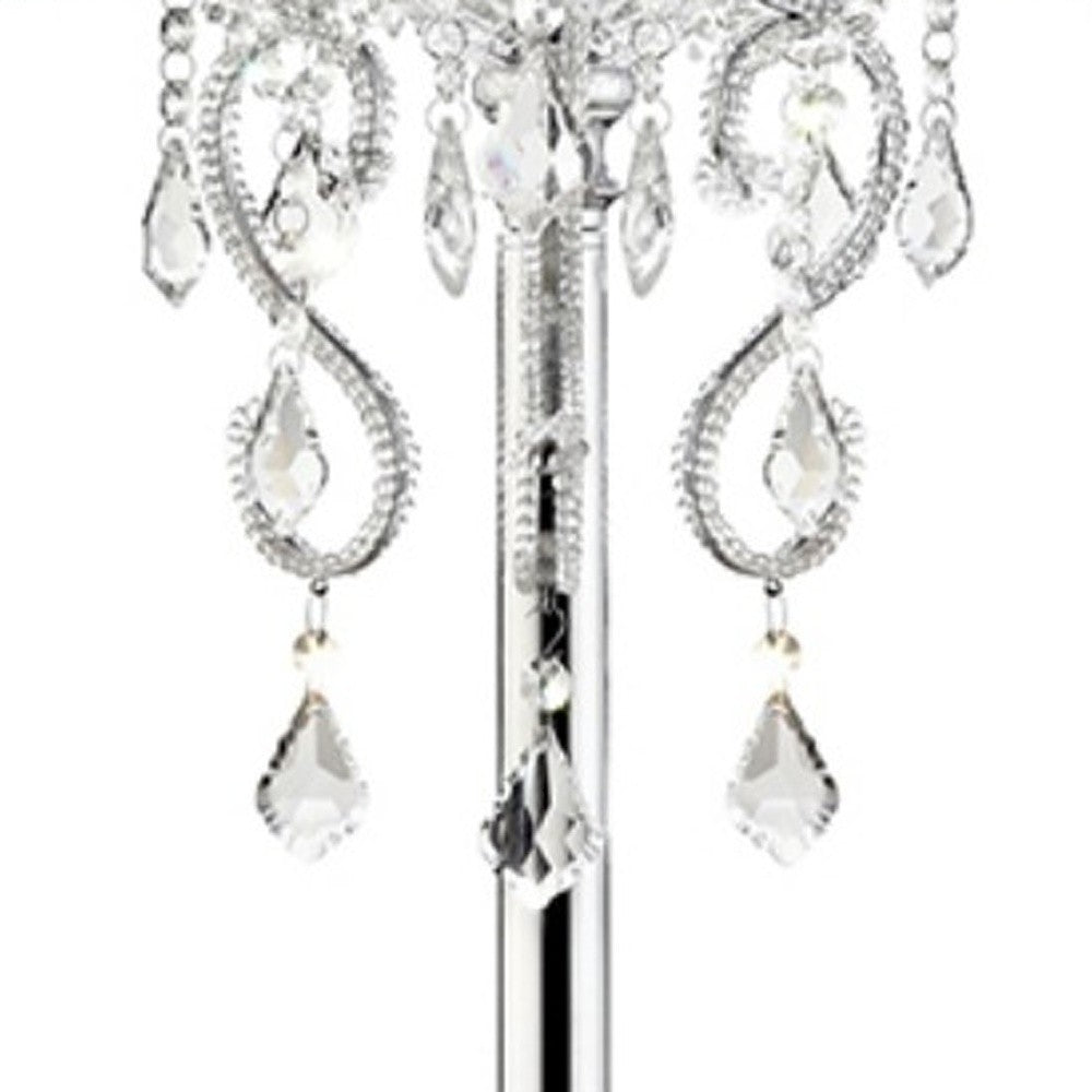 Glam Silver Faux Crystal Accent Table Lamp with See Thru Shade - H&A Outlet