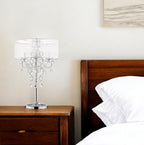 Glam Silver Faux Crystal Accent Table Lamp with See Thru Shade - H&A Outlet