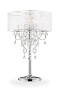 Glam Silver Faux Crystal Accent Table Lamp with See Thru Shade - H&A Outlet