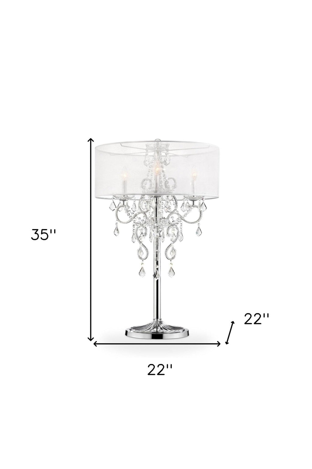 Glam Silver Faux Crystal Accent Table Lamp with See Thru Shade - H&A Outlet