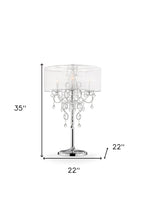 Glam Silver Faux Crystal Accent Table Lamp with See Thru Shade - H&A Outlet