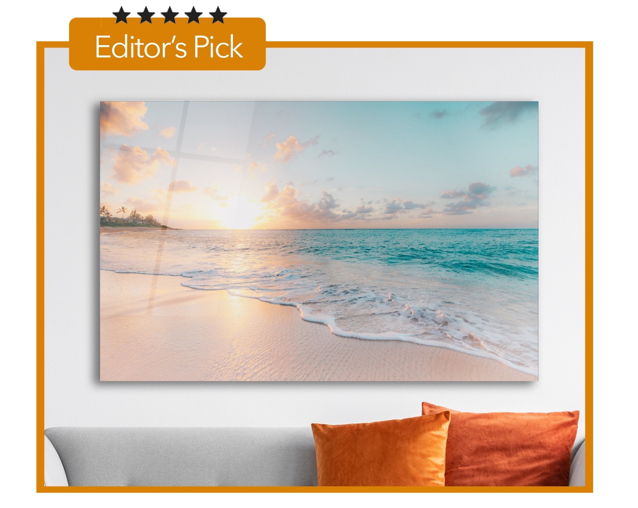 Glass Wall Art -Sea & Waves (18x28 inches - 46x72cm) - H&A Outlet