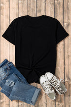 Graphic Round Neck Short Sleeve T-Shirt - H&A Outlet