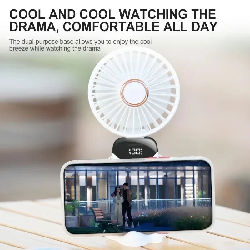 Handheld Mini Fan Foldable Portable Neck Hanging Fans 5 Speed USB - H&A Outlet