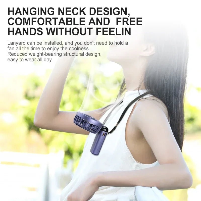 Handheld Mini Fan Foldable Portable Neck Hanging Fans 5 Speed USB - H&A Outlet