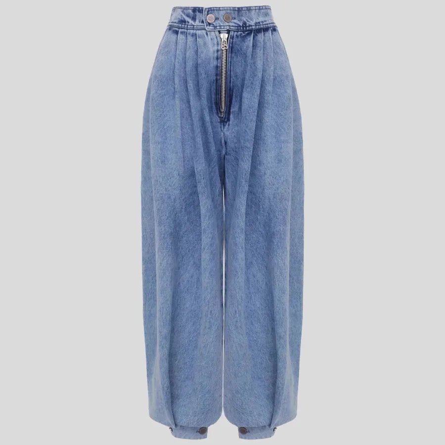 High Waist Trousers Women's Loose Casual Retro Balloon Pants High Waist Denim Trousers Style Elastic Cotton Jeans - H&A Outlet