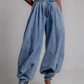 High Waist Trousers Women's Loose Casual Retro Balloon Pants High Waist Denim Trousers Style Elastic Cotton Jeans - H&A Outlet