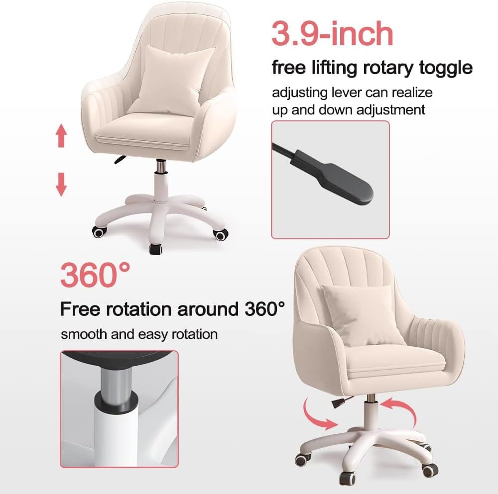 Home Office Chair Computer Chair with Mid - Back Upholstered Modern Tufted Computer Task Chair Swivel Height Adjustable Velvet Accent Chair. - H&A Outlet