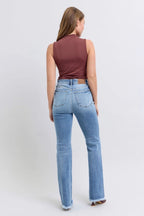 Judy Blue Full Size Raw Hem High Rise Bootcut Jeans - H&A Outlet