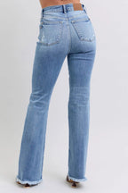 Judy Blue Full Size Raw Hem High Rise Bootcut Jeans - H&A Outlet