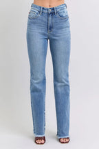 Judy Blue Full Size Raw Hem High Rise Bootcut Jeans - H&A Outlet