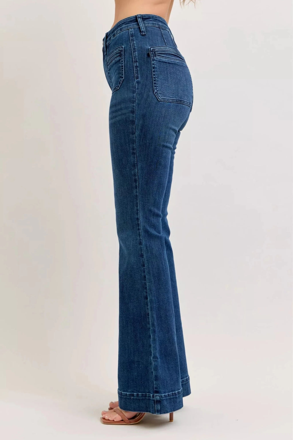 Judy Blue High - Waisted Flare Jeans with Front Pockets - H&A Outlet