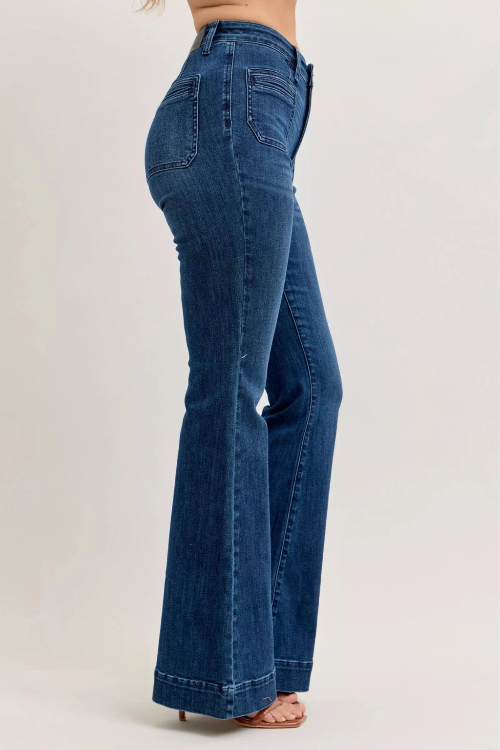 Judy Blue High - Waisted Flare Jeans with Front Pockets - H&A Outlet