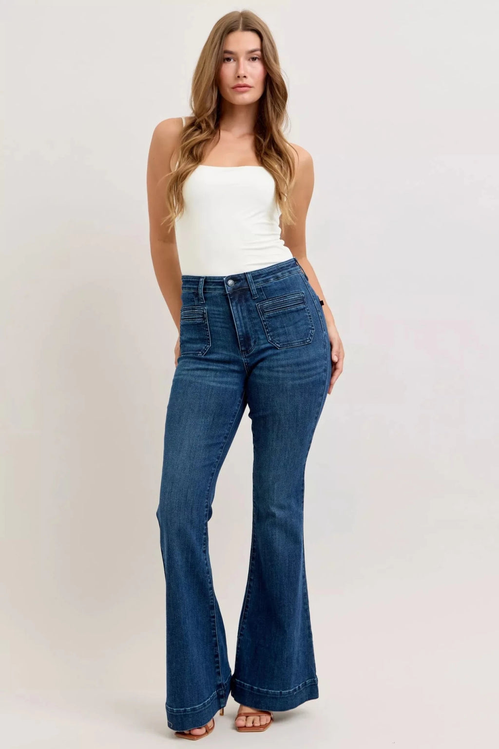 Judy Blue High - Waisted Flare Jeans with Front Pockets - H&A Outlet