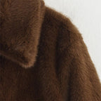 LUXE Teddy brown long sleeved jacket for women's - H&A Outlet