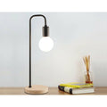 Modern Black Table Lamp Desk Light Timber Base Bedside Bedroom - H&A Outlet