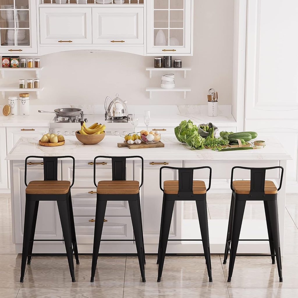 Modern Stackable Metal Bar Stools Set of Four - H&A Outlet