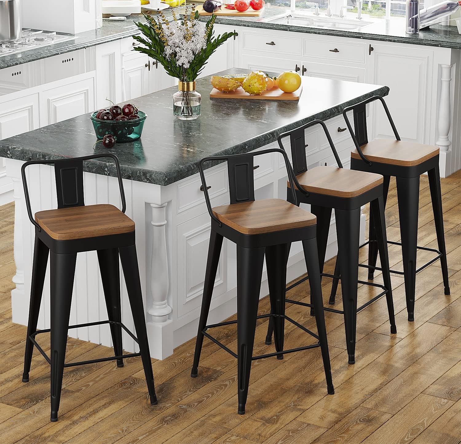 Modern Stackable Metal Bar Stools Set of Four - H&A Outlet