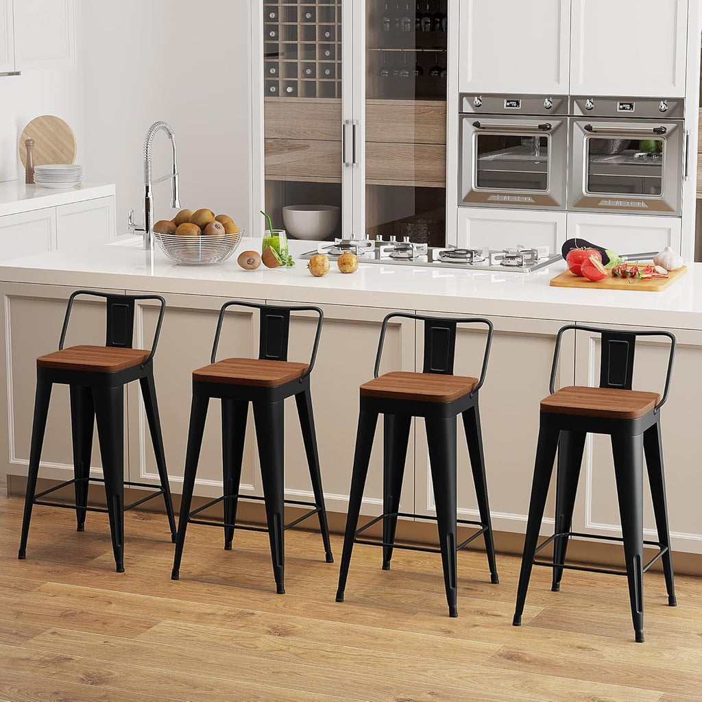 Modern Stackable Metal Bar Stools Set of Four - H&A Outlet