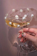 Mouth Blown Elegant Pearl Wine Glass, Retro Eclectic Cocktail Champagn - H&A Outlet